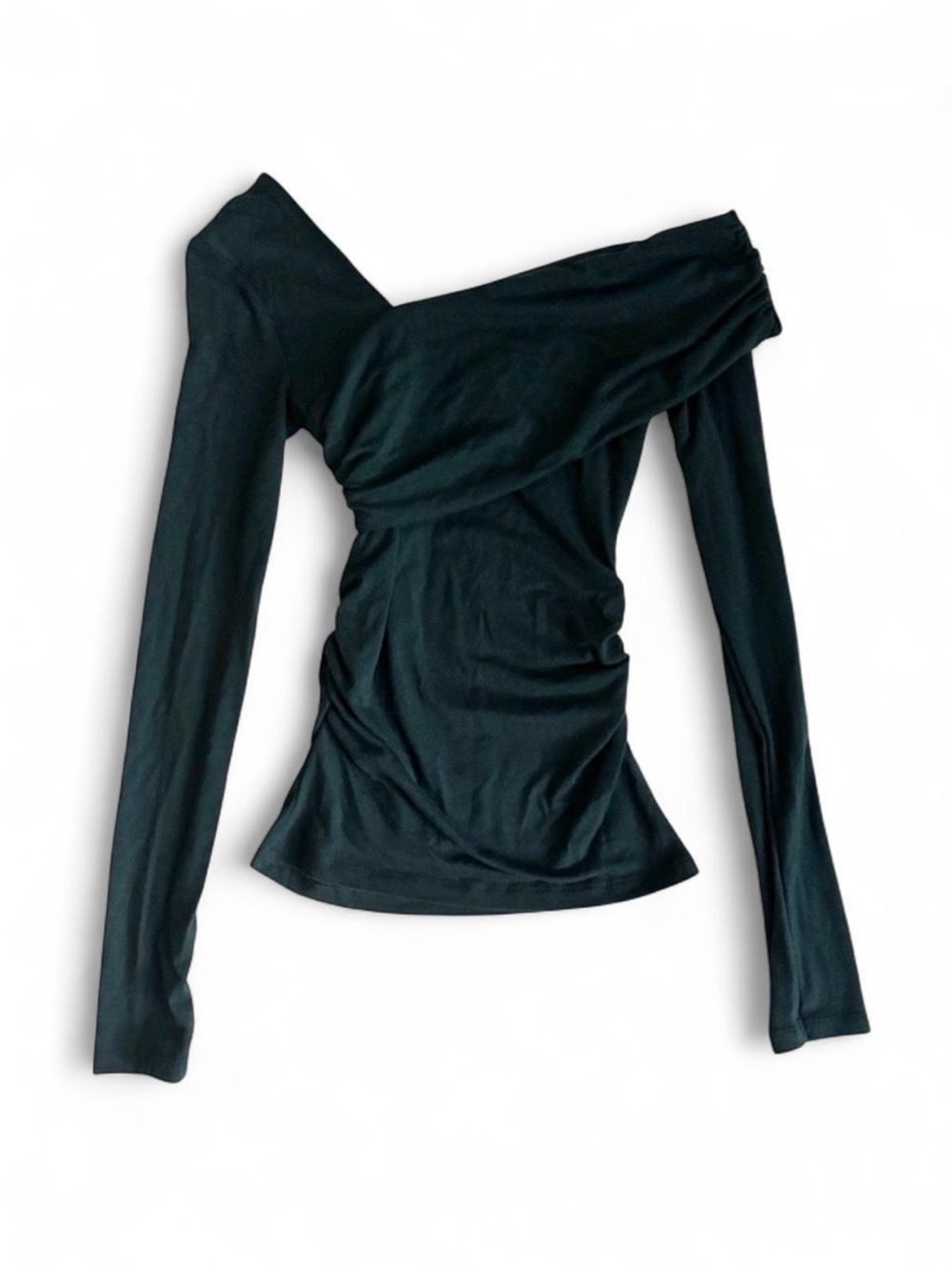 NEW Zara Asymmetrical Neckline One Shoulder Going Out Top Size XS Bottle Green